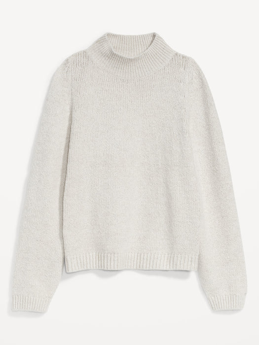 Cozy Mock-Neck Sweater for Women - White
