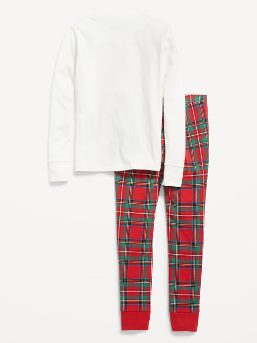 Gender-Neutral Holiday Matching Snug-Fit Pajama Set for Kids - Red