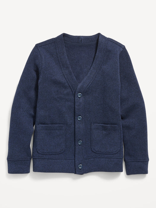 Long-Sleeve Button-Front  Sweater-Fleece Cardigan for Boys - Blue