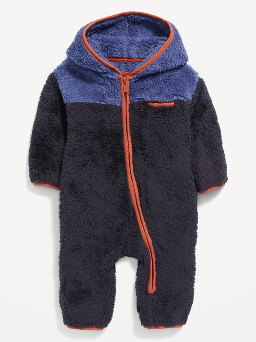 Unisex Hooded Sherpa One-Piece for Baby