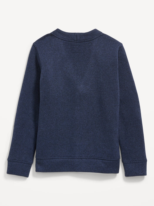 Long-Sleeve Button-Front  Sweater-Fleece Cardigan for Boys - Blue