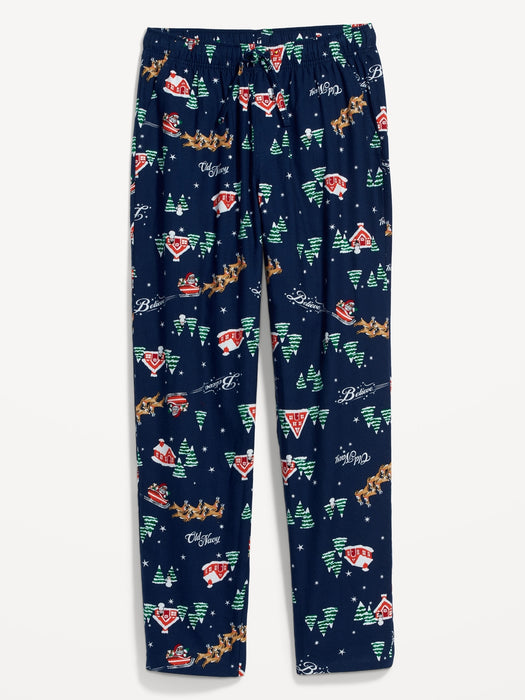 Printed Flannel Pajama Pants for Men - Blue