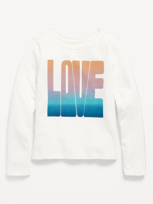 Long-Sleeve Graphic T-Shirt for Girls - White