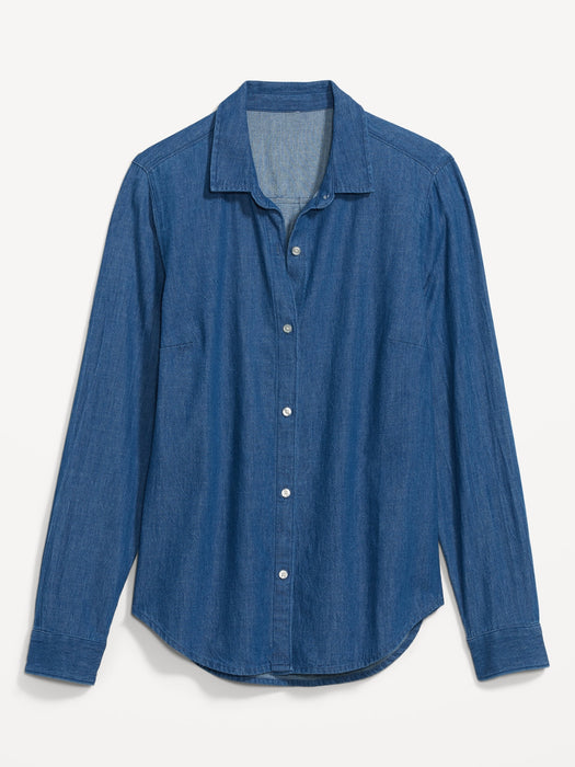 Chambray Classic Button-Front Shirt for Women
