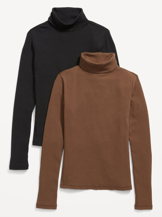 Long-Sleeve Rib-Knit Turtleneck Top 2-Pack for Women