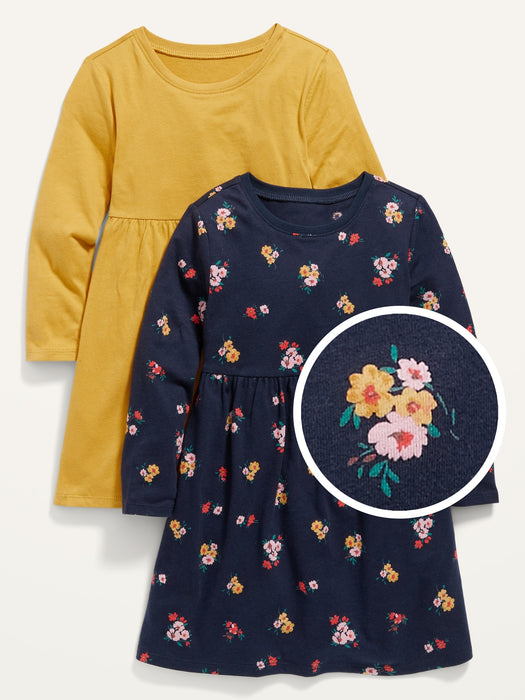 Fit & Flare Long-Sleeve Dress 2-Pack for Toddler Girls