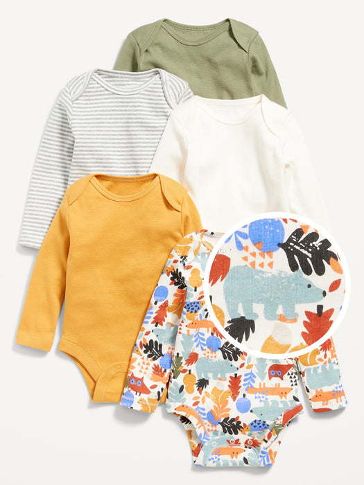 Unisex Long-Sleeve Bodysuit 5-Pack for Baby