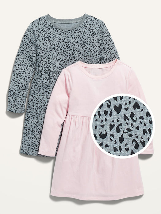 Fit & Flare Long-Sleeve Dress 2-Pack for Toddler Girls