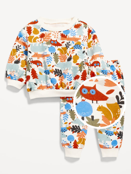 Unisex Printed Sweatshirt and Sweatpants Set for Baby