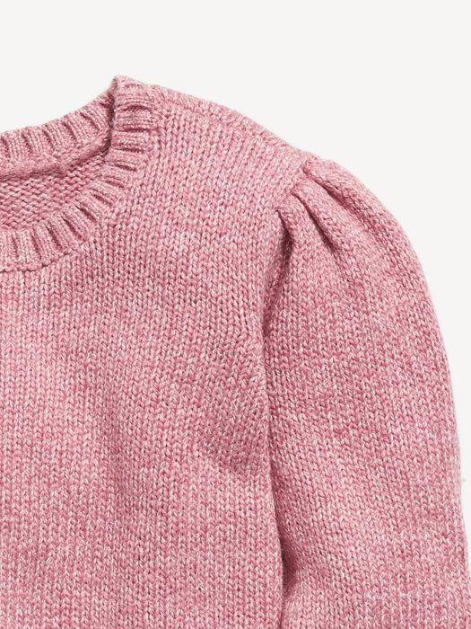 Cozy Puff-Sleeve Sweater for Toddler Girls - Pink