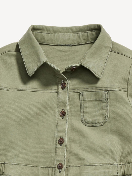 Canvas Workwear One-Piece for Toddler Girls - Brown