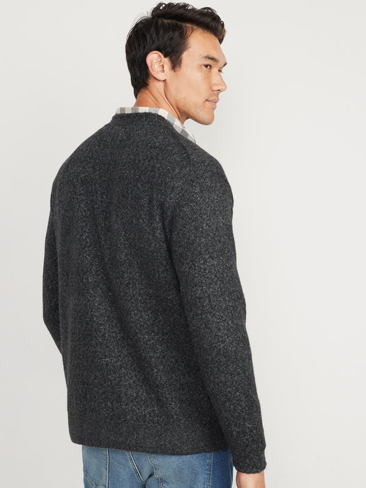 Loose-Fit V-Neck Button-Front Cardigan Sweater for Men - Black