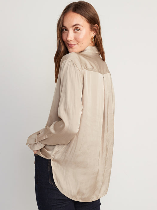 Satin Boyfriend Shirt for Women