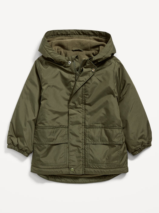 Unisex Water-Resistant Hooded Utility Jacket for Toddler - Green