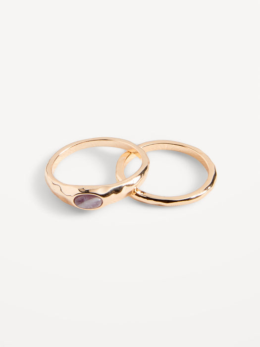 Gold-Toned Metal Rings 2-Pack for Women