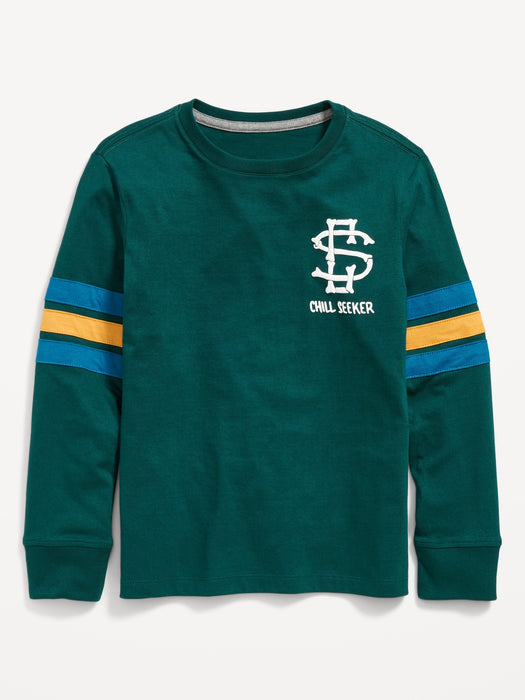 Striped Long-Sleeve Graphic T-Shirt for Boys