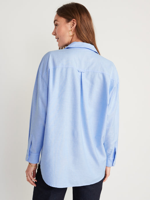 Oversized Button-Down Boyfriend Shirt for Women
