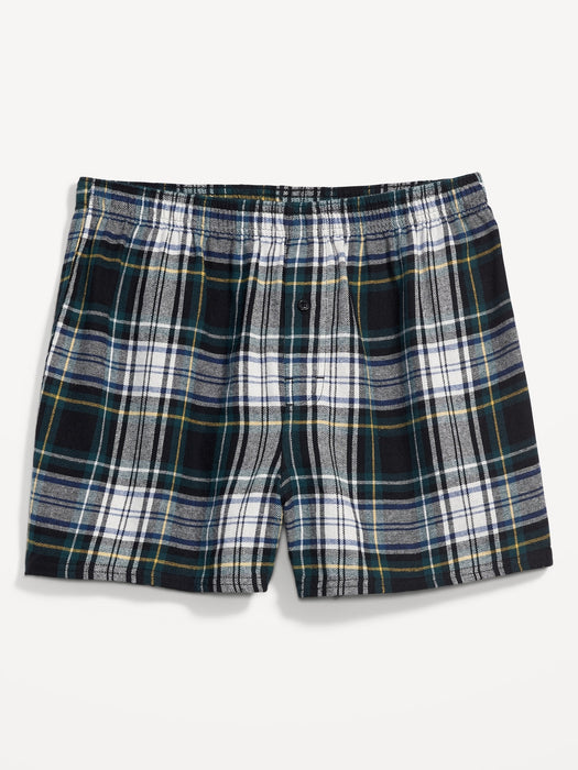 Matching Printed Flannel Pajama Boxer Shorts for Men -- 3.75-inch inseam - Multi