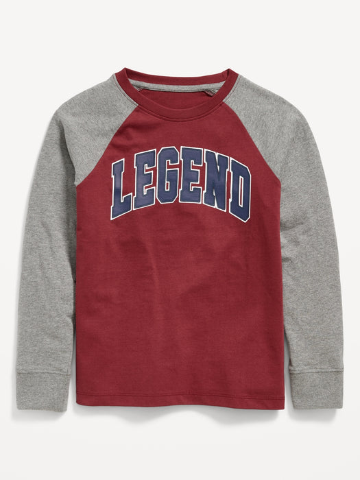 Color-Blocked Raglan-Sleeve Graphic T-Shirt for Boys