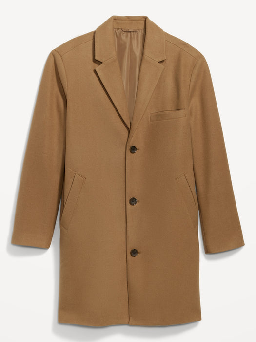 Soft-Brushed Button-Front Topcoat for Men