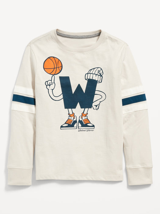 Striped Long-Sleeve Graphic T-Shirt for Boys