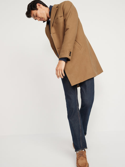 Soft-Brushed Button-Front Topcoat for Men