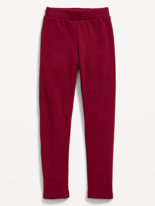 High-Waisted Cozy-Lined Leggings for Girls - Red