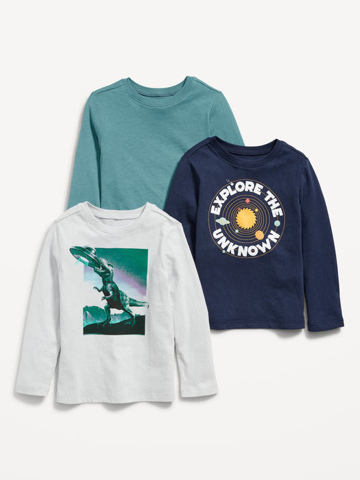 Unisex 3-Pack Long-Sleeve T-Shirt for Toddler