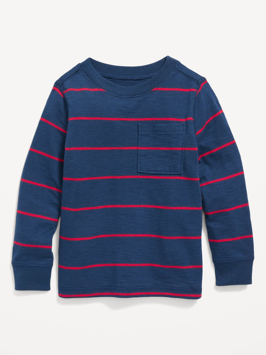 Long-Sleeve Thick-Knit Pocket T-Shirt for Toddler Boys