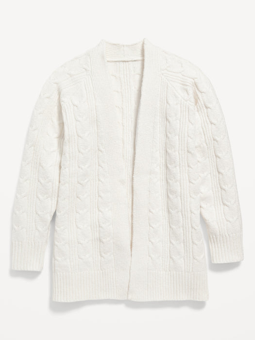 Cozy Cable-Knit Open-Front Cardigan Sweater for Girls