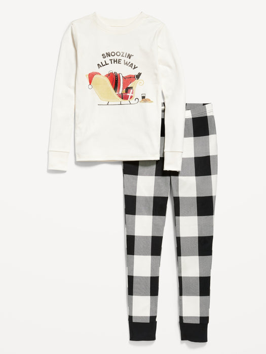 Gender-Neutral Holiday Matching Snug-Fit Pajama Set for Kids