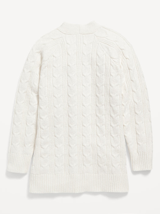 Cozy Cable-Knit Open-Front Cardigan Sweater for Girls