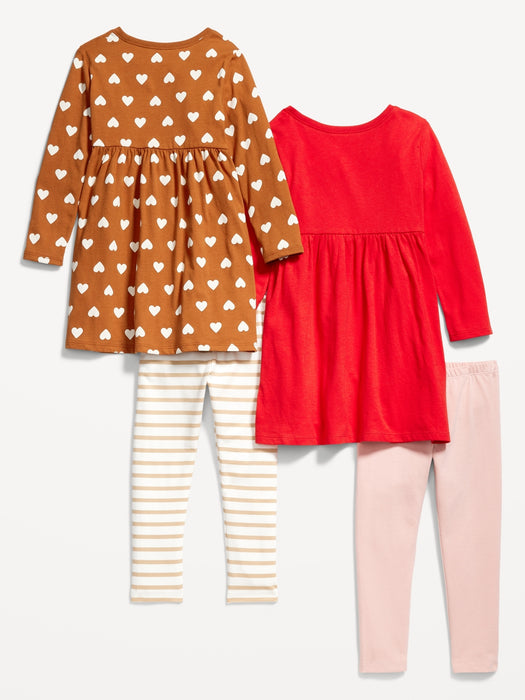 Fit & Flare Dress and Leggings 2-Pack for Toddler Girls - Red