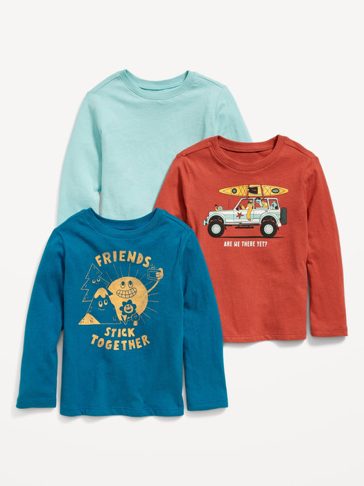 Unisex 3-Pack Long-Sleeve T-Shirt for Toddler