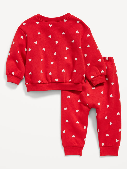 Heart-Print Sweatshirt and Jogger Sweatpants Set for Baby