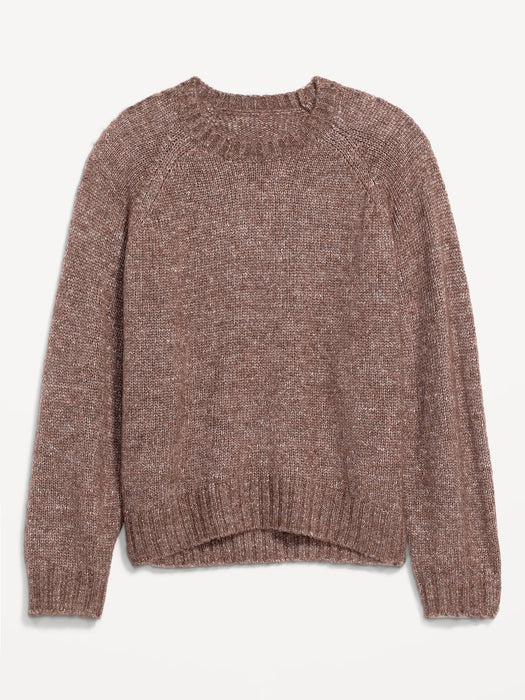 Melange Cozy Shaker-Stitch Pullover Sweater for Women