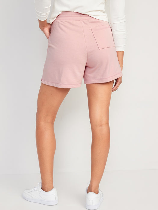 Extra High-Waisted French-Terry Sweat Shorts for Women -- 5-inch inseam - Pink