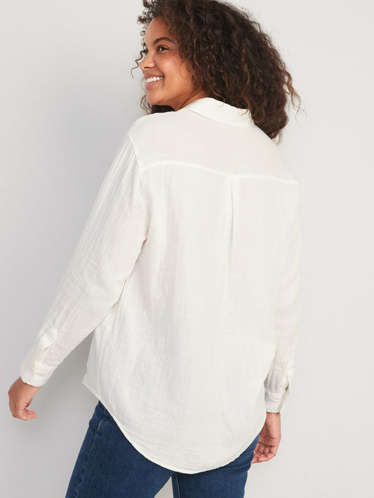 Oversized Boyfriend Shirt for Women - White