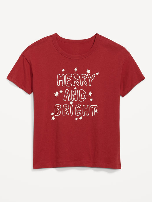 Matching Holiday Graphic Easy T-Shirt for Women - Red