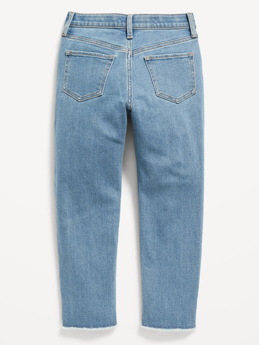 High-Waisted O.G. Straight Built-In Warm Frayed-Hem Jeans for Girls