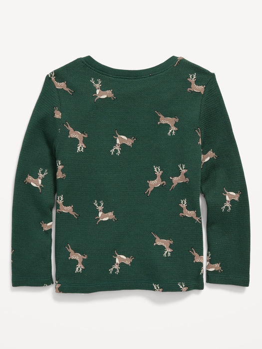 Unisex Long-Sleeve Thermal-Knit Printed T-Shirt for Toddler - Multi