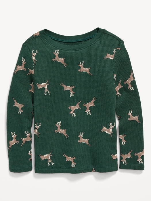 Unisex Long-Sleeve Thermal-Knit Printed T-Shirt for Toddler - Multi