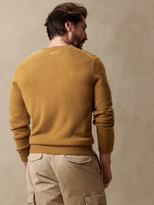 Amalfi Cashmere V-Neck Sweater - Mustard Yellow