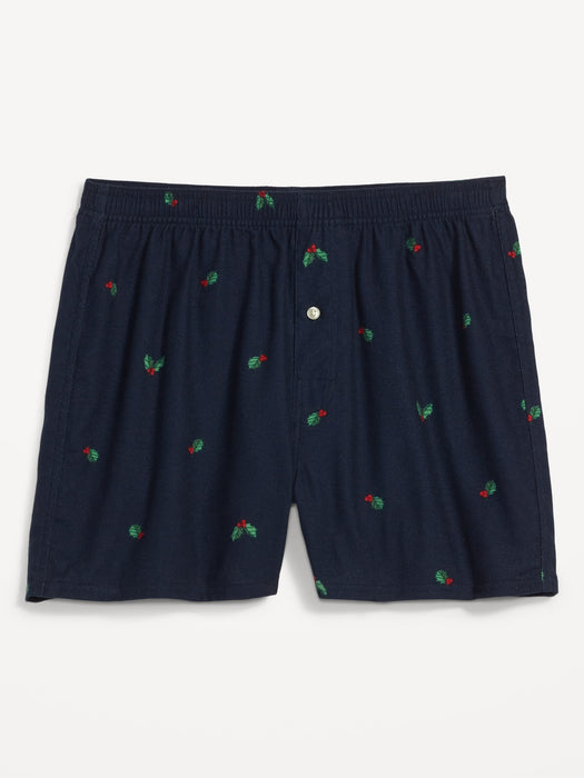 Printed Flannel Pajama Boxer Shorts for Men -- 3.75-inch inseam - Multi