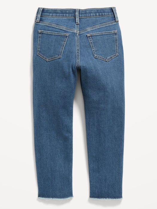 High-Waisted O.G. Straight Built-In Warm Frayed-Hem Jeans for Girls