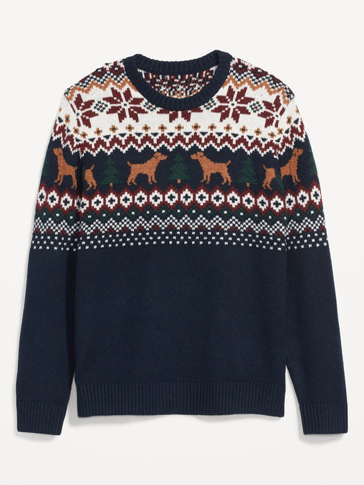 Cozy Matching Fair Isle Sweater for Men - Black