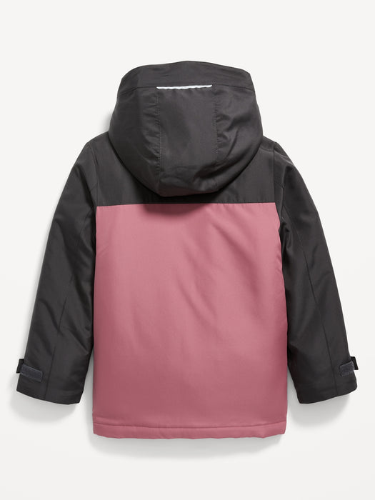 Color-Blocked Water-Resistant 3-In-1 Snow Jacket for Girls - Black