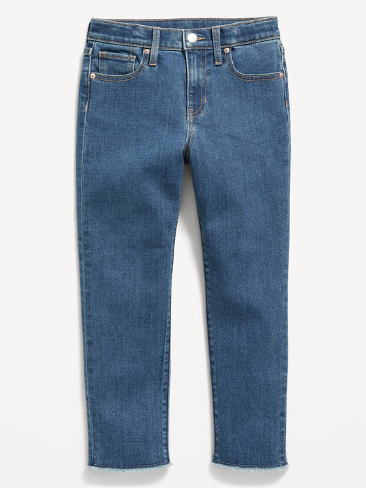 High-Waisted O.G. Straight Built-In Warm Frayed-Hem Jeans for Girls