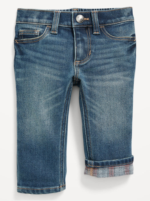 Unisex Built-In Warm Straight Jeans for Baby - Blue