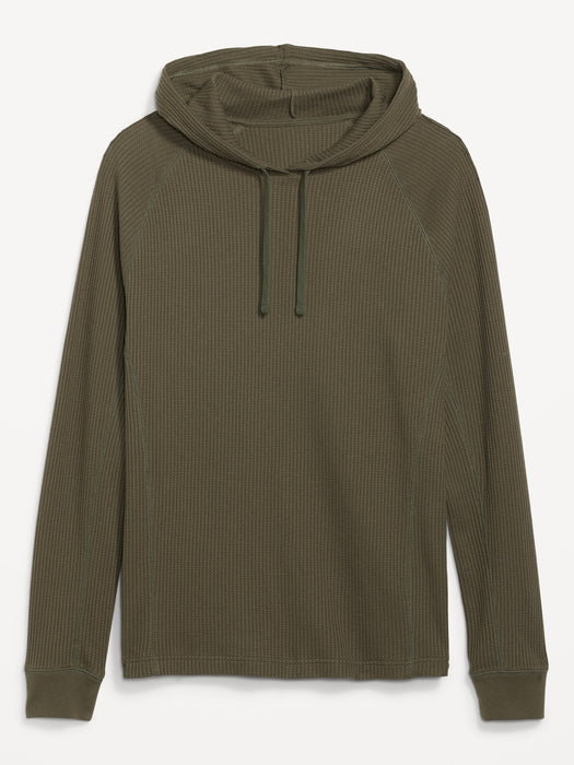 Thermal-Knit Pullover T-Shirt Hoodie for Men - Green